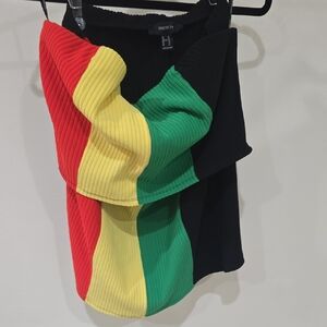 Forever 21 Asymmetrical Skirt in Red, Yellow, Green, and Black